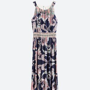 Hailey 23, Kodi Jersey Maxi Sleeveless Dress, Navy Paisley Print, NWOT